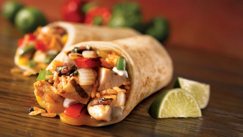 Costa Vida Classic Chicken Burrito wrapped in a flour tortilla